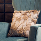 Grey And Natural Square Fur Cushion