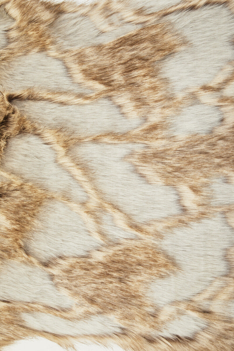 Grey And Natural Square Fur Cushion