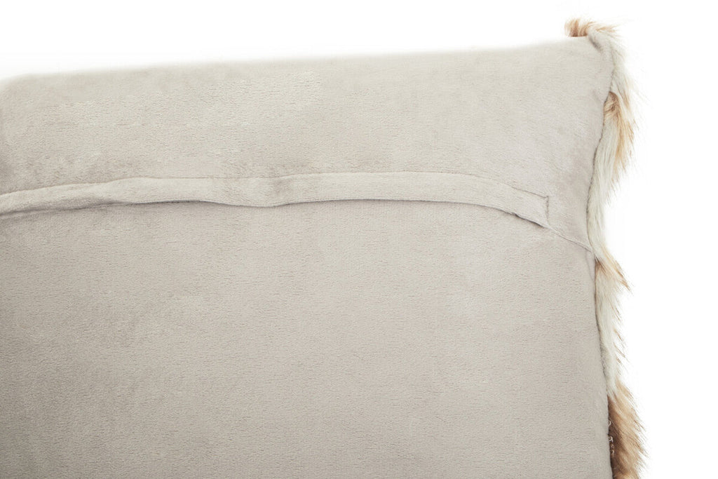Grey And Natural Square Fur Cushion