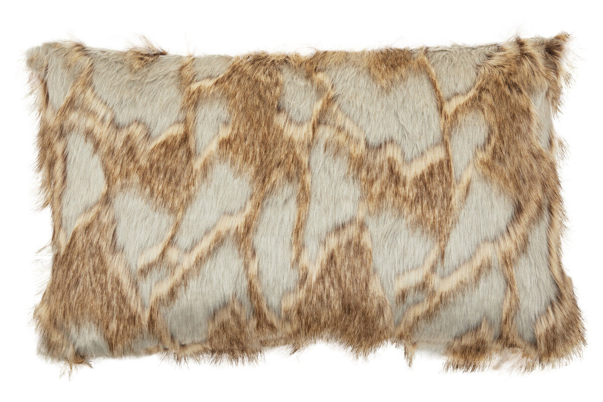 Grey And Natural Fur Cushion