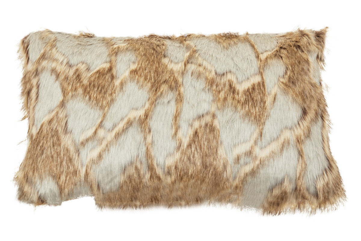 Grey And Natural Fur Cushion