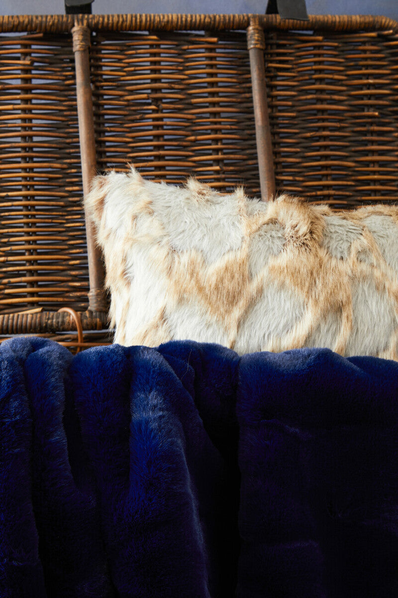 Grey And Natural Fur Cushion