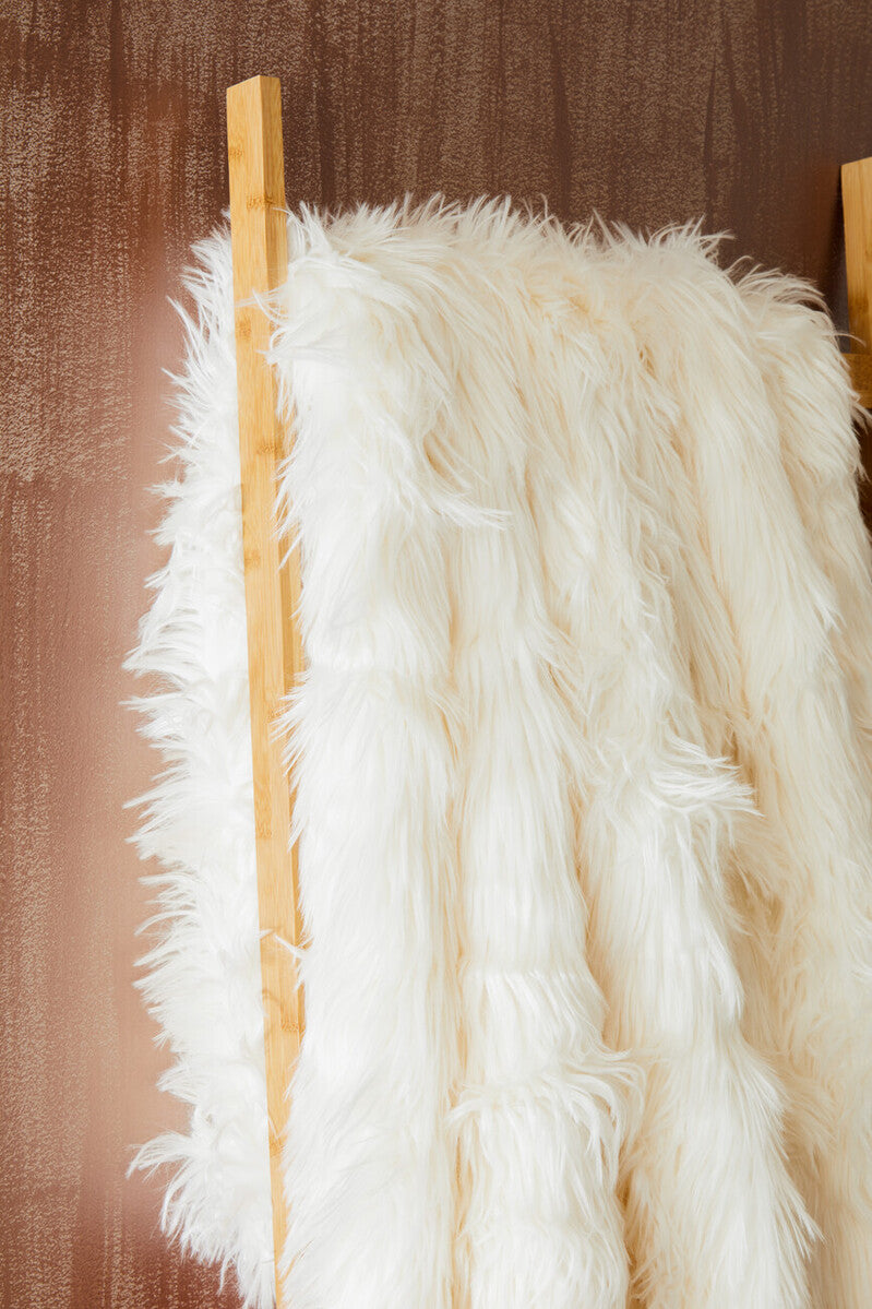 Bosie Cream Faux Fur Throw