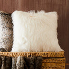 Cream Square Faux Fur Cushion