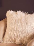 Cream Square Faux Fur Cushion