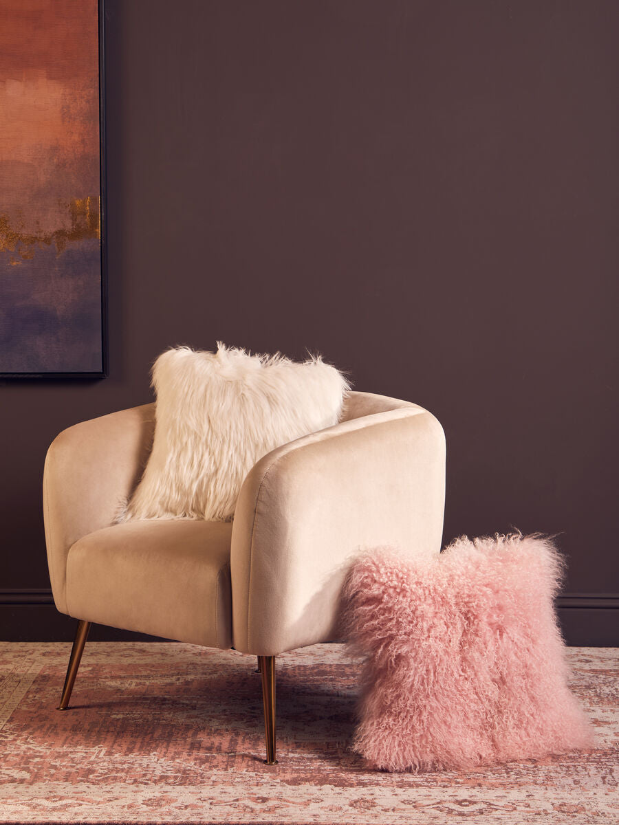 Cream Square Faux Fur Cushion