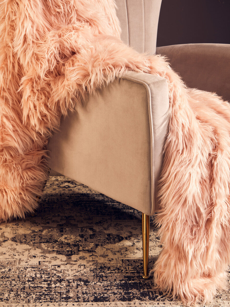 Bosie Pink Faux Fur Throw