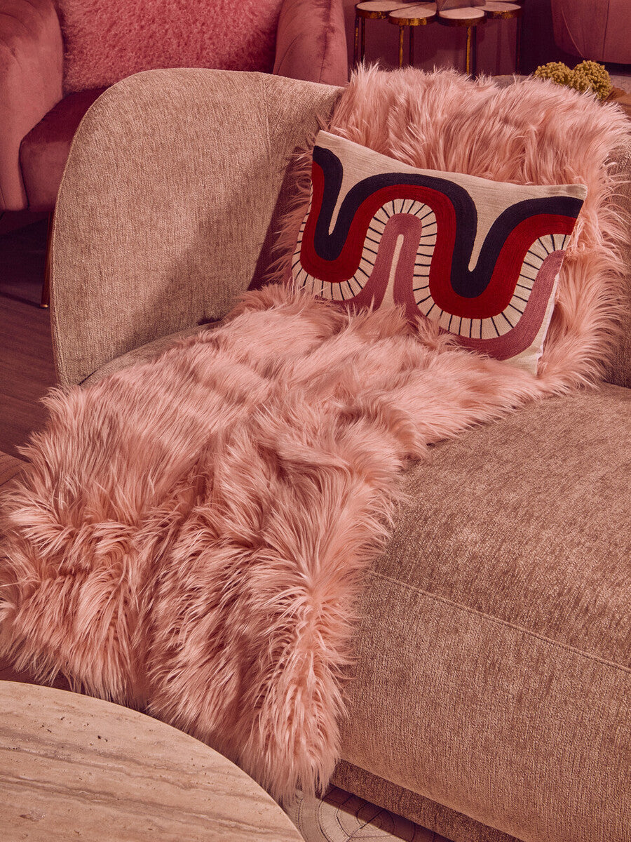 Bosie Pink Faux Fur Throw