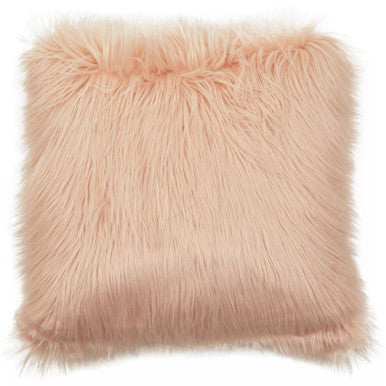 Mongolian Faux Fur Pink Square Cushion