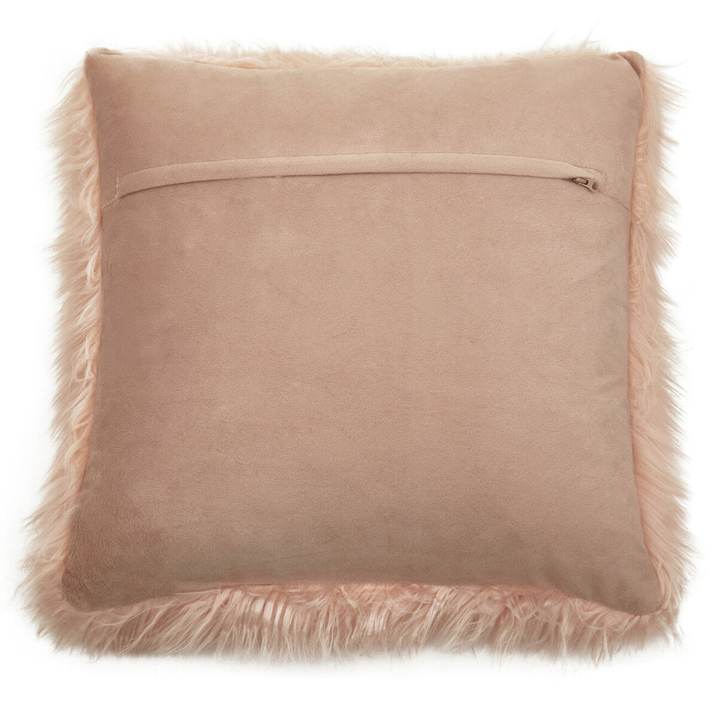Mongolian Faux Fur Pink Square Cushion