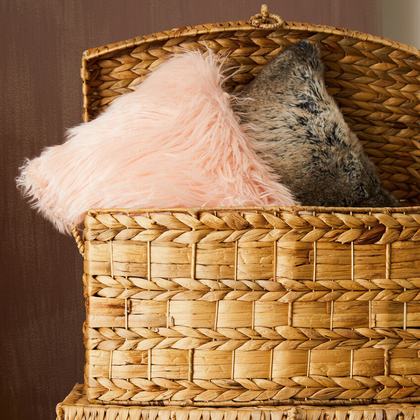 Mongolian Faux Fur Pink Square Cushion