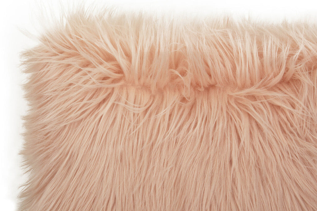 Mongolian Faux Fur Pink Square Cushion