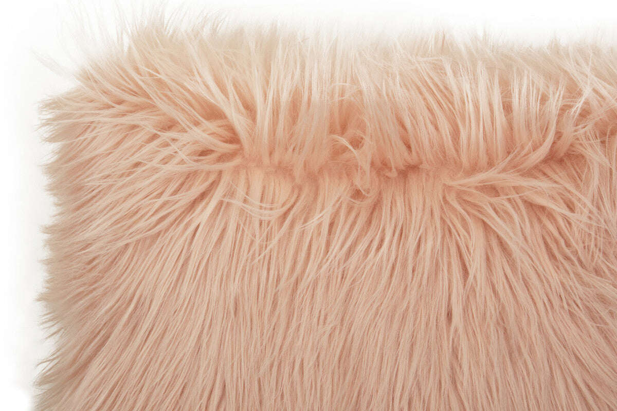 Mongolian Faux Fur Pink Square Cushion
