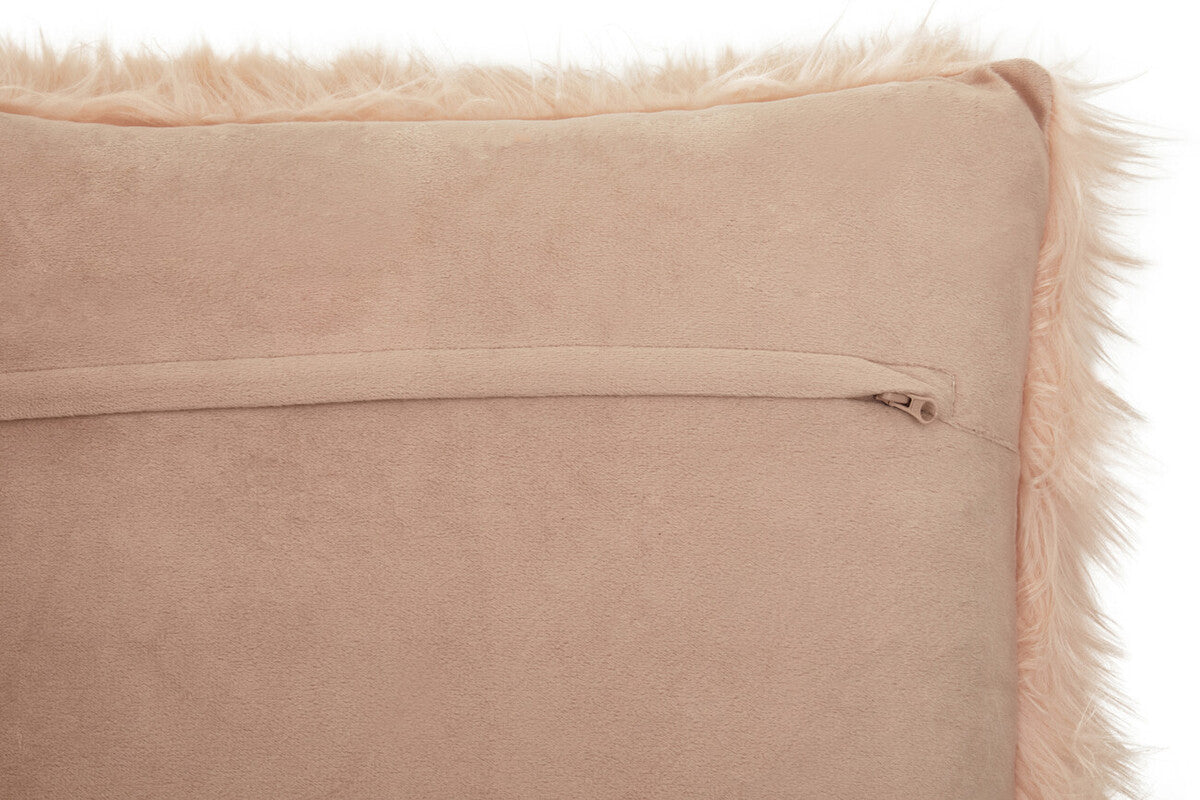 Mongolian Faux Fur Pink Square Cushion