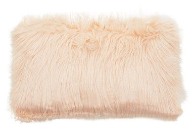 Mongolian Faux Fur Pink Rectangular Cushion