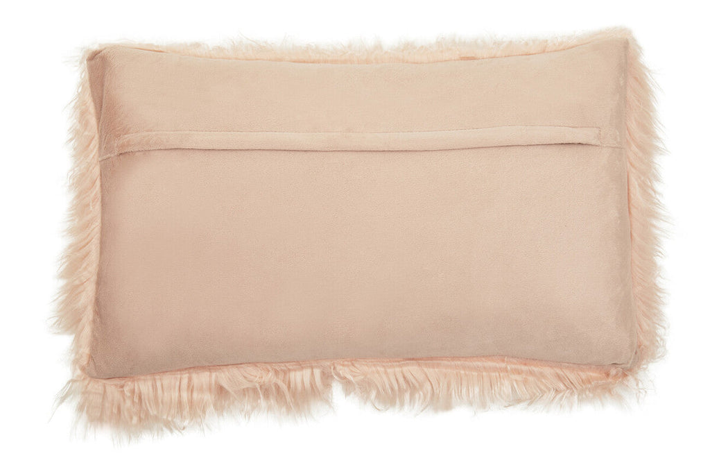 Mongolian Faux Fur Pink Rectangular Cushion