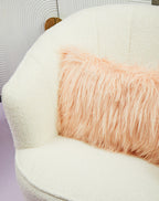 Mongolian Faux Fur Pink Rectangular Cushion