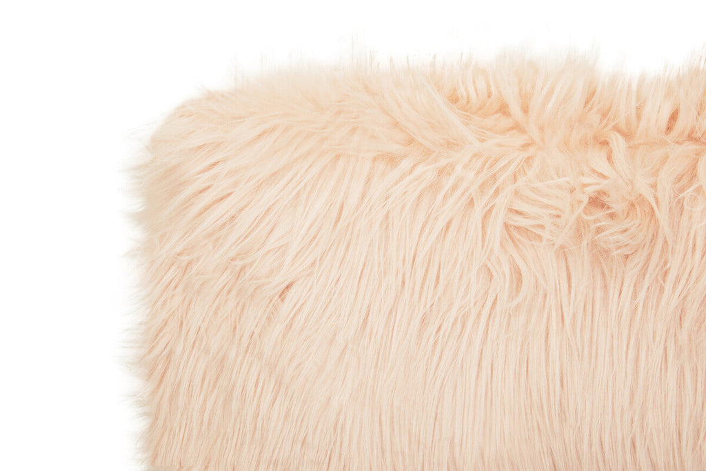 Mongolian Faux Fur Pink Rectangular Cushion