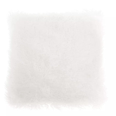 Real Mongolian Fur White Square Cushion