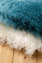 Real Mongolian Fur White Square Cushion