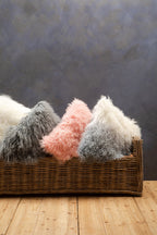 Real Mongolian Fur White Square Cushion