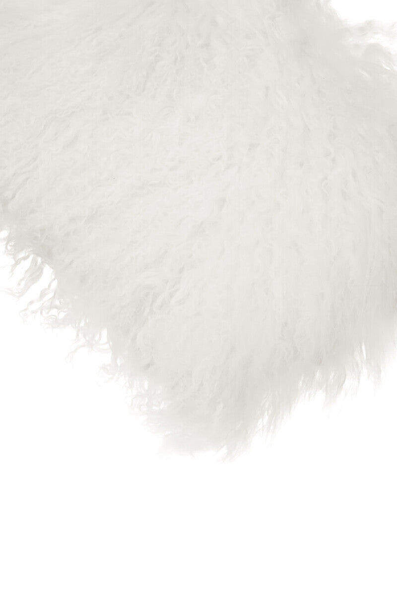 White Mongolian Fur Rectangular Cushion