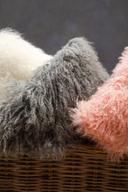 Real Mongolian Fur Grey Square Cushion