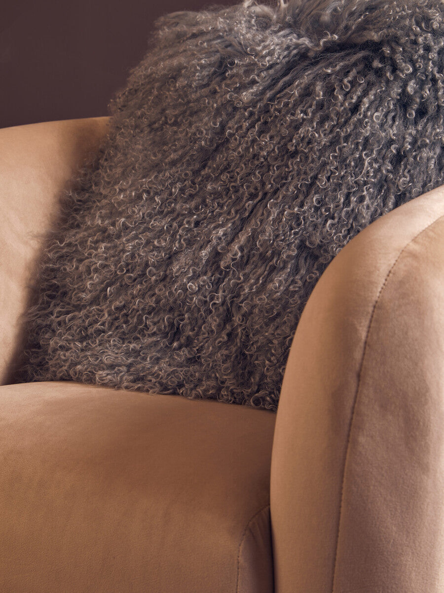Real Mongolian Fur Grey Square Cushion