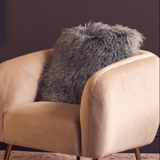 Real Mongolian Fur Grey Square Cushion