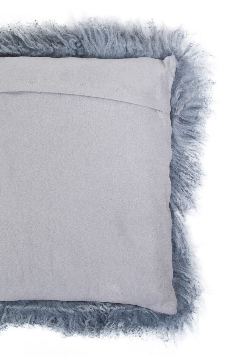 Real Mongolian Fur Grey Square Cushion