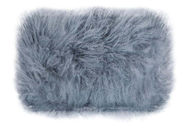 Real Mongolian Fur Grey Rectangular Cushion