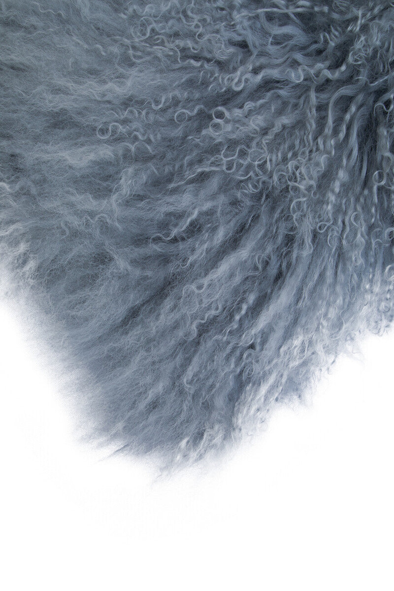 Real Mongolian Fur Grey Rectangular Cushion