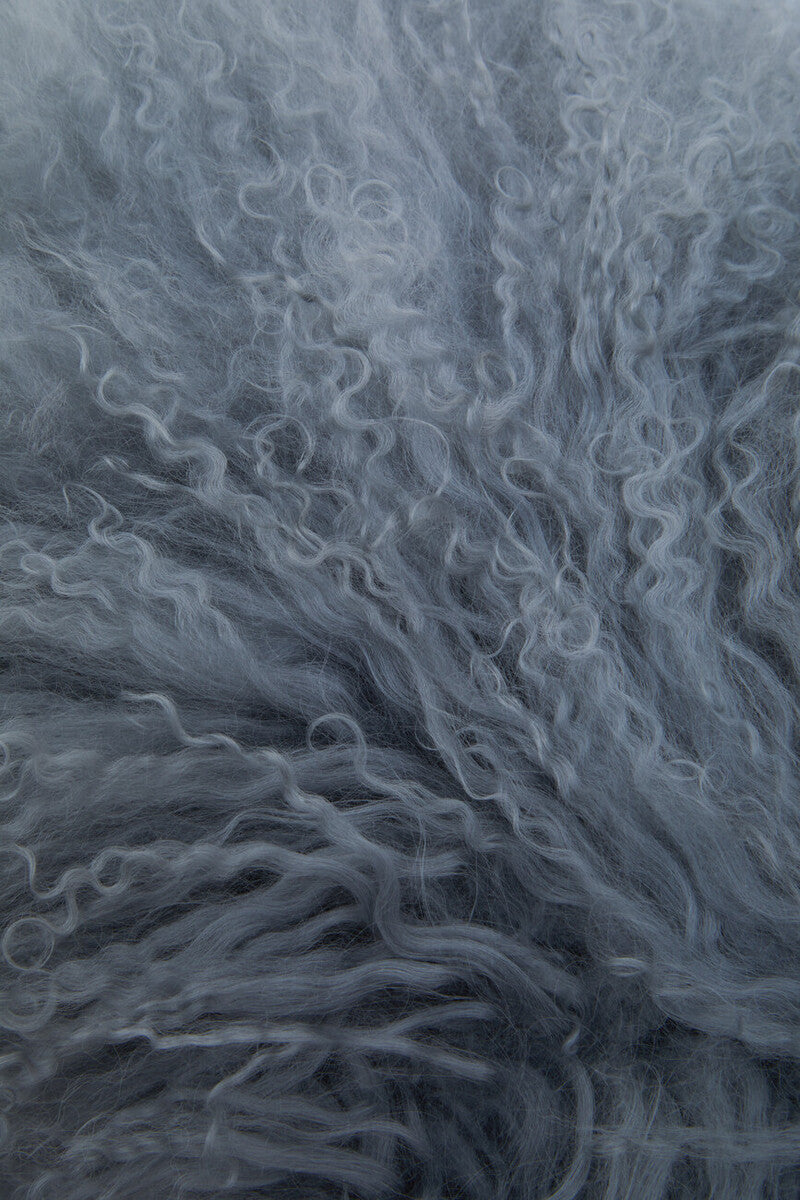 Real Mongolian Fur Grey Rectangular Cushion