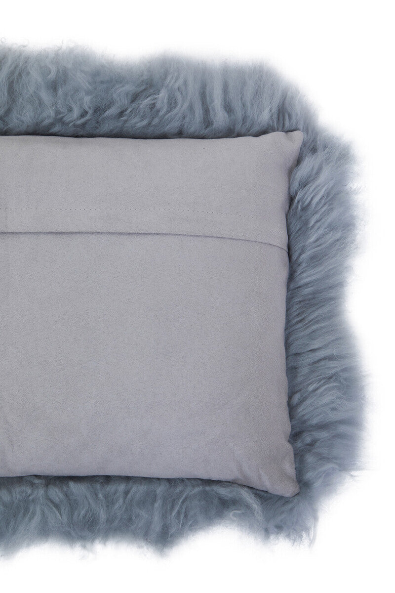 Real Mongolian Fur Grey Rectangular Cushion