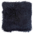 Real Mongolian Fur Black Square Cushion
