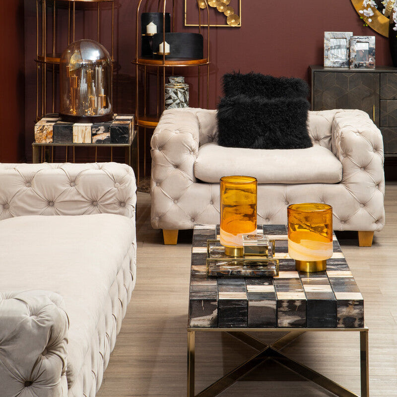 Real Mongolian Fur Black Square Cushion