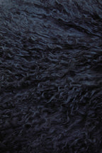 Real Mongolian Fur Black Square Cushion