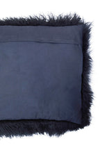 Real Mongolian Fur Black Square Cushion