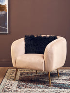 Real Mongolian Fur Black Rectangular Cushion