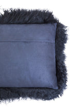 Real Mongolian Fur Black Rectangular Cushion