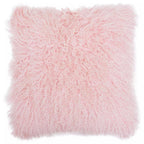 Real Mongolian Fur Pink Square Cushion