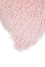 Real Mongolian Fur Pink Square Cushion