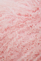 Real Mongolian Fur Pink Square Cushion