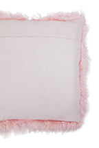 Real Mongolian Fur Pink Square Cushion