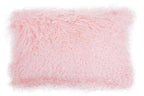 Real Mongolian Fur Pink Rectangular Cushion