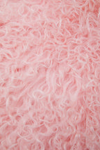 Real Mongolian Fur Pink Rectangular Cushion