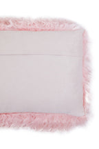 Real Mongolian Fur Pink Rectangular Cushion