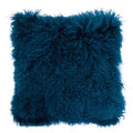 Real Mongolian Fur Teal Square Cushion