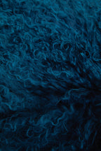 Real Mongolian Fur Teal Square Cushion