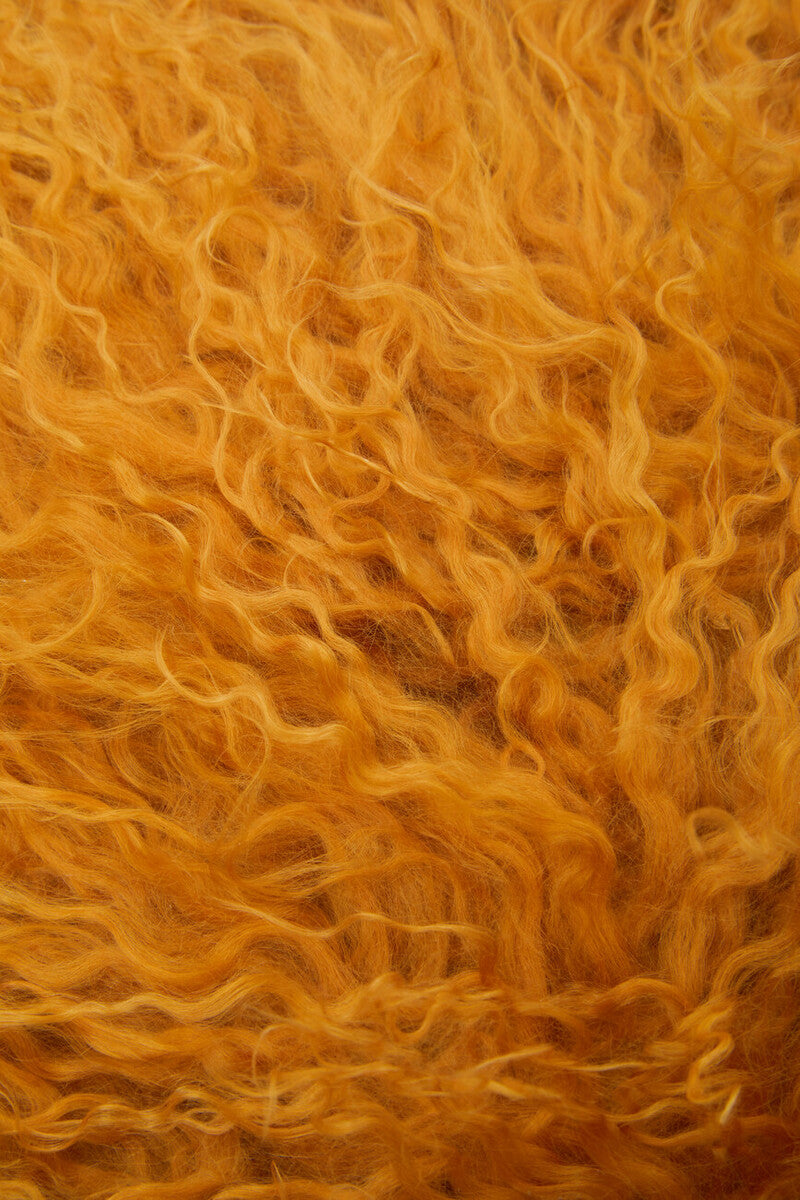 Real Mongolian Fur Ochre Square Cushion